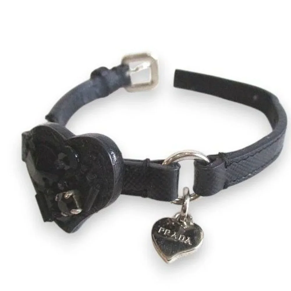 Prada Bracelet Belt with Bijoux Heart Motif Blackish Black - Picture 8 of 9